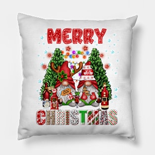 Merry Christmas Gnome Family Funny Xmas Tree Women Men Kids Pillow