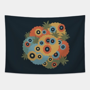 Japanese Flowers in Patches Motif Pattern Tapestry