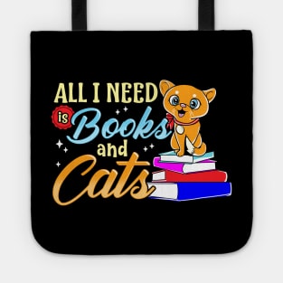 All I Need Is Books And Cats Cute Bookworm Reading Tote