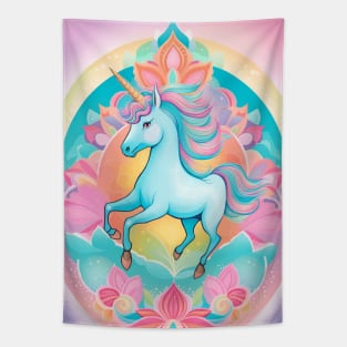 Unicorn Lotus Mandala Tapestry