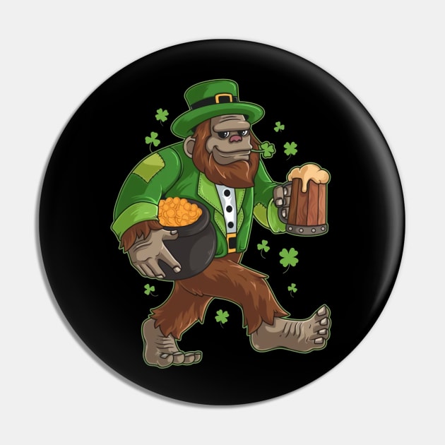 Irish Bigfoot Drinking Beer Happy St Patrick’s Day Pin by Centorinoruben.Butterfly