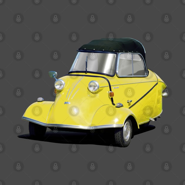 Messerschmitt bubble car in yellow by candcretro