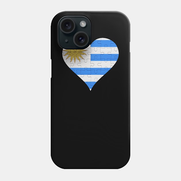 Uraguyan Jigsaw Puzzle Heart Design - Gift for Uraguyan With Uruguay Roots Phone Case by Country Flags