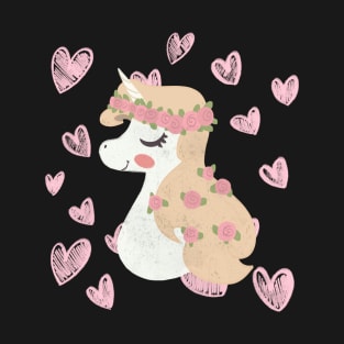 Cute Hearts and Unicorn T-Shirt