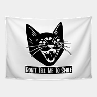 Don't Tell Me To Smile Feminist Cat Tapestry