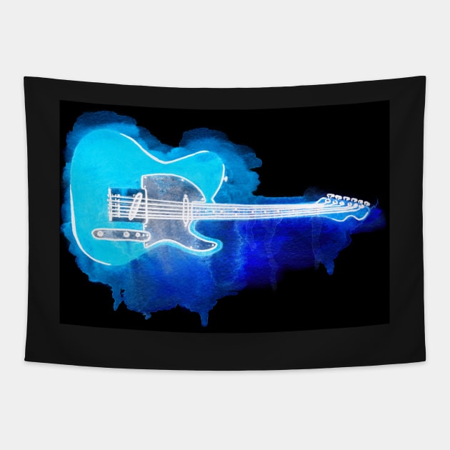 Watercolor guitar Tapestry by ulyanaandreeva