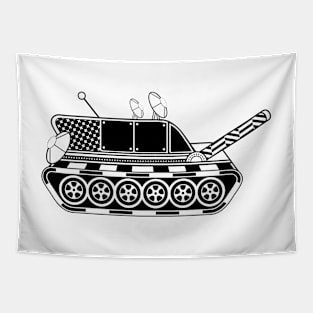 Black and White Patterned Cartoon Tank (Variant 2) Tapestry