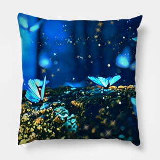 Blue Butterfly Garden Pillow