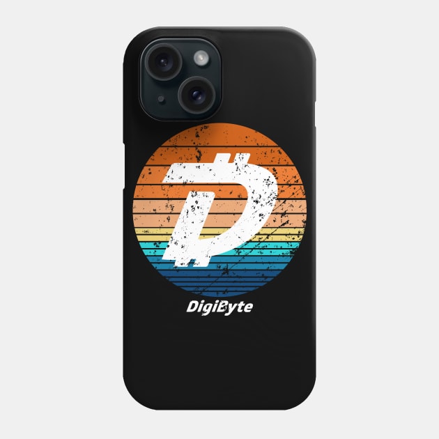 Digibyte Cryptocurrency DeFi Crypto Vintage Sunset Phone Case by BitcoinSweatshirts