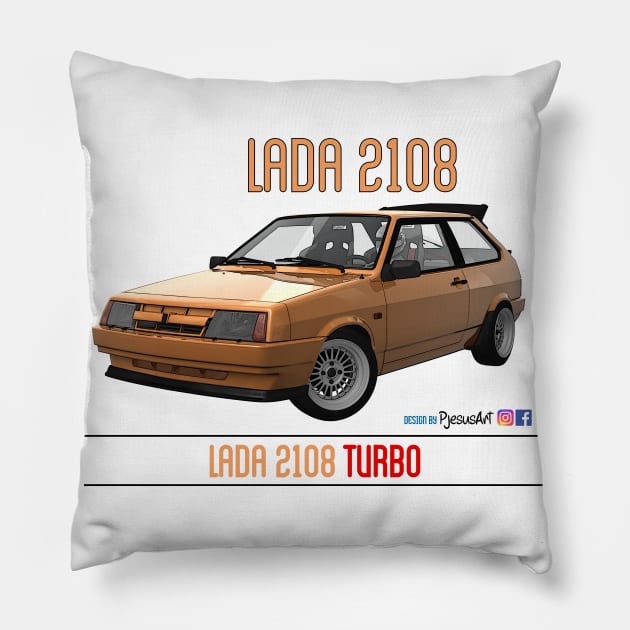 Lada 2108 Turbo Orange Pillow by PjesusArt