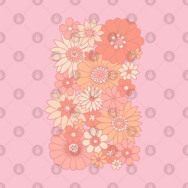 Retro Daisy Floral - Peach by latheandquill