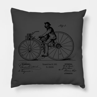 Vintage Victorian Bicycle Art Patent Print Pillow