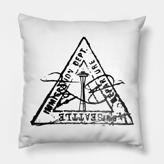 Seattle Passport Stamp Pillow by KnuckleTonic