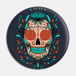 mexican sugar skull with flowers Pin