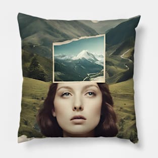 Surreal Harmony: Woman and Nature Pillow