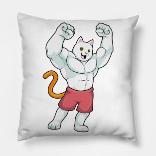 Cat as Bodybuilder with big Muscles Pillow