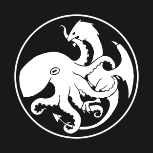 Dragon and Kraken WHT T-Shirt