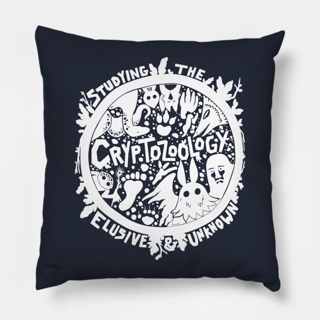 Cryptozoology Shirt Design White Pillow by Ballyraven