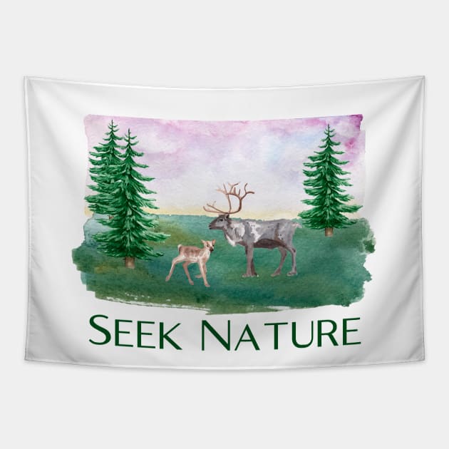 Hiking Gift Hiker Design Seek Nature Deer Elk AT shirt Tapestry by InnerMagic