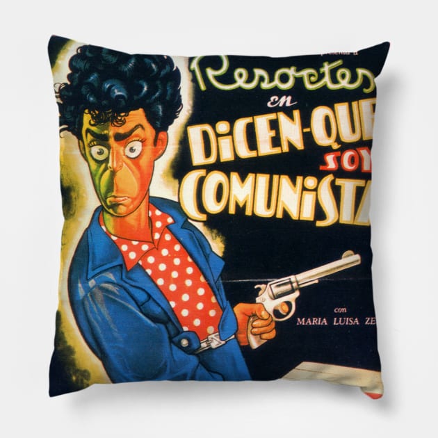 Vintage Mexican Cinema Icons Comedy Pillow by chilangopride