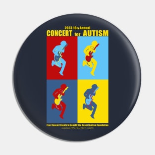 16th Annual Concert for Autism teaser shirt yellow font Pin