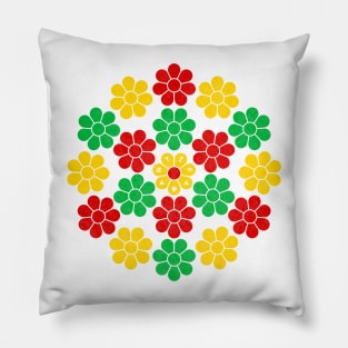 Democracy Daisy - red, green & gold Pillow