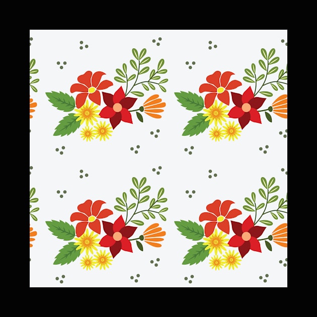 Fun watercolor floral pattern in yellow and red by nzbworld