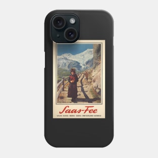 Saas Fee, Valais, Ski Poster Phone Case