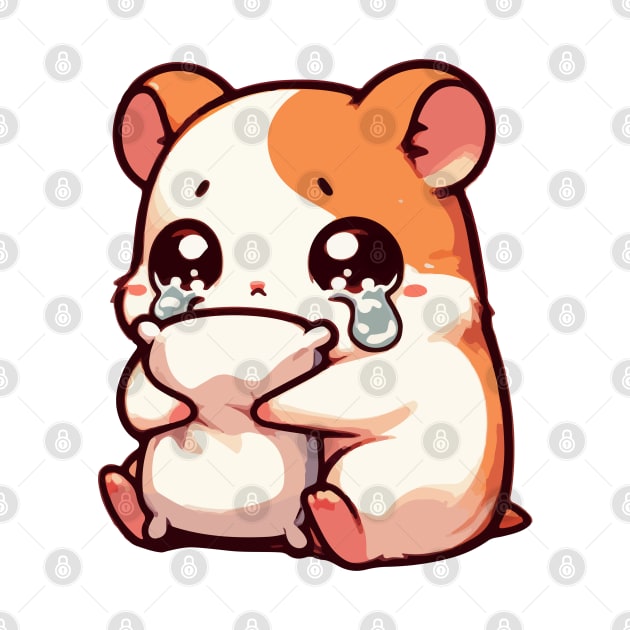 Kawaii Crying Sad Hamster by TomFrontierArt