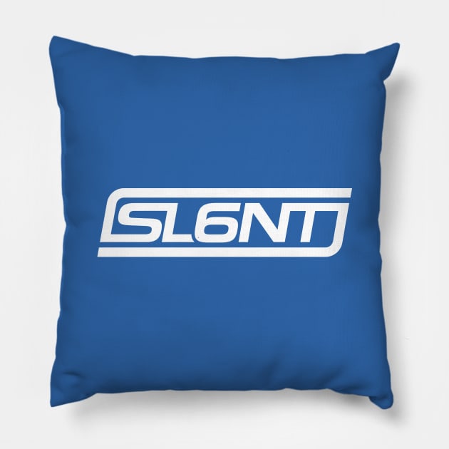 Slant 6 Icon (White + Blue) Pillow by jepegdesign
