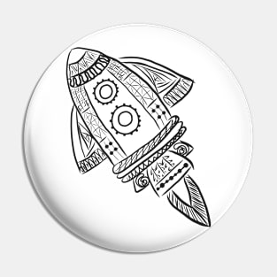 Rocket Space Ship Line Drawing Pin