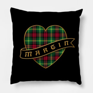 The MARTIN Family Tartan - Retro Heart & Ribbon Family Insignia Pillow