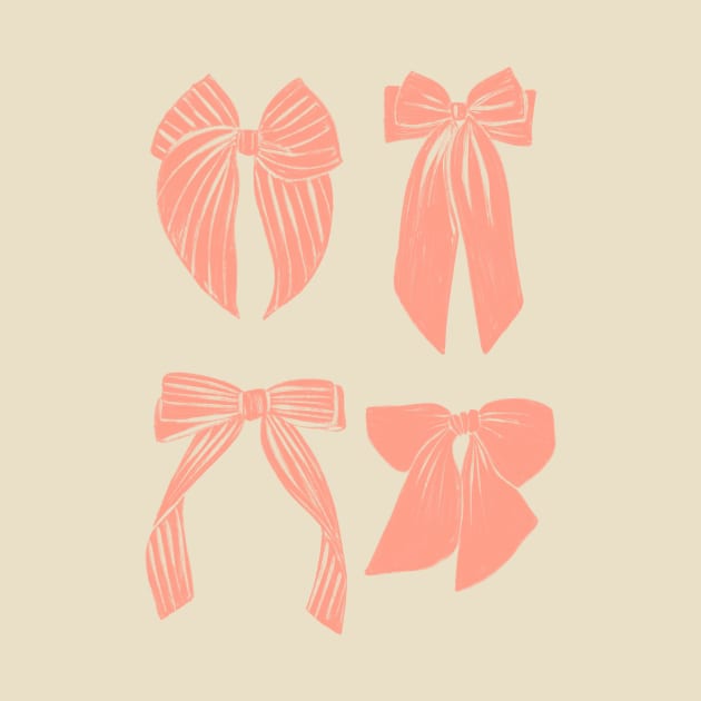 Soft peachy hair ribbon bows striped by TinyFlowerArt