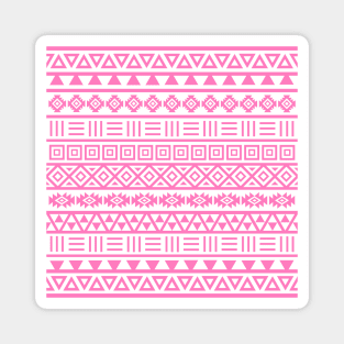 Aztec Influence Pattern Pink on White Magnet