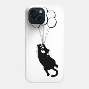 Black cat floating Phone Case