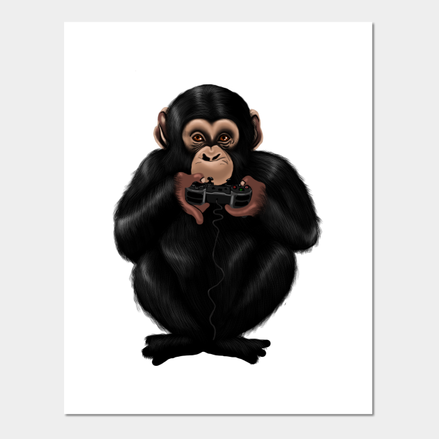 Chimp Monkey Playing Video Games Funny - Monkey - Posters and Art Prints | TeePublic Chimp Monkey Playing Video Games Funny - Monkey - Posters and Art Prints | TeePublic