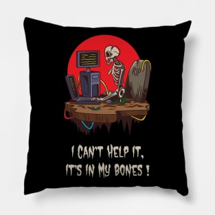 Programmer Halloween Skeleton Pillow