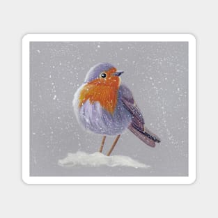 Robin in the Snow Magnet