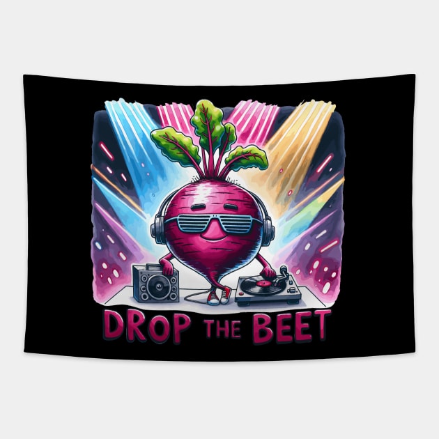 Drop the Beat DJ Beet (Back Print) Tapestry by DoodleDashDesigns