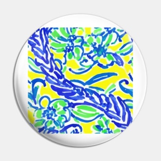 Blue, yellow and green floral watercolor pattern Pin