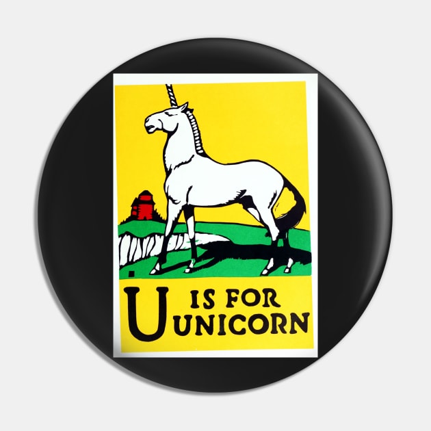 U is for Unicorn Pin by CozyCanvas