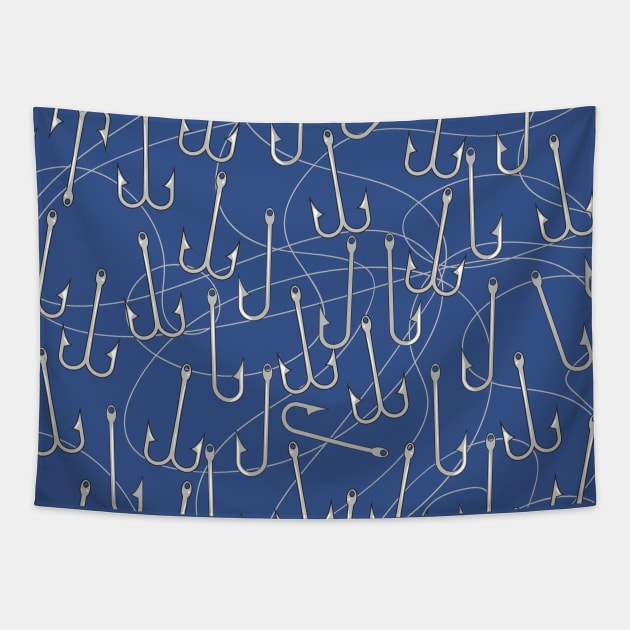 Fishing hooks pattern Tapestry by nickemporium1