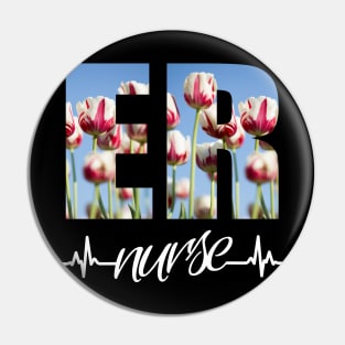 ER Nurse Heartbeat Flowers Pin