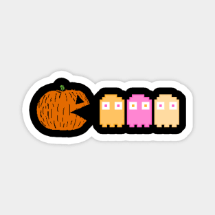 Pumpkin Chasing Ghosts Retro Halloween Design Magnet