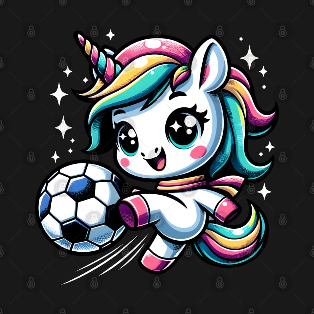 Cute Unicorn Playing Soccer by Daytone