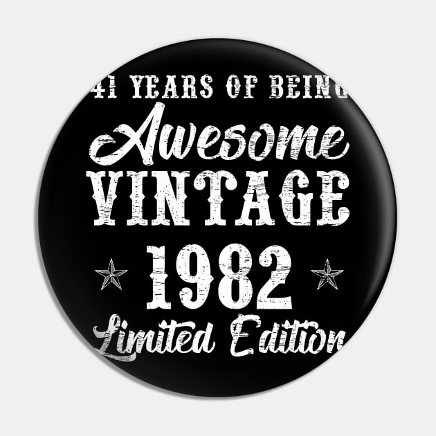 41 Years Old Vintage 1982 Limited Edition 41st Birthday Pin by Inkwork Otherworlds