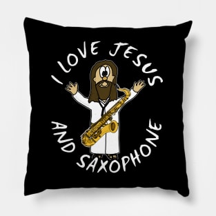 I Love Jesus And Saxophone Christian Worship Funny Pillow