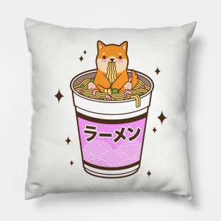 Adorable Japanese Corgi Eating Ramen in a Cup, Japan Anime Style Pillow