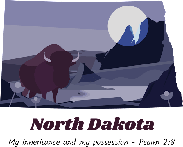 USA State of North Dakota Psalm 2:8 - My Inheritance and possession Kids T-Shirt by WearTheWord