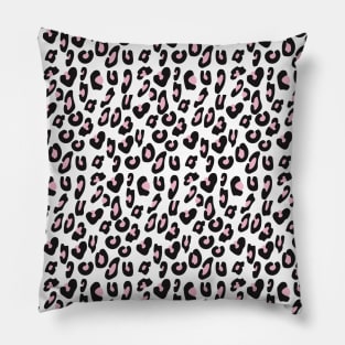 Pastel Pink Black White Leopard Skin Cheetah Print Pillow